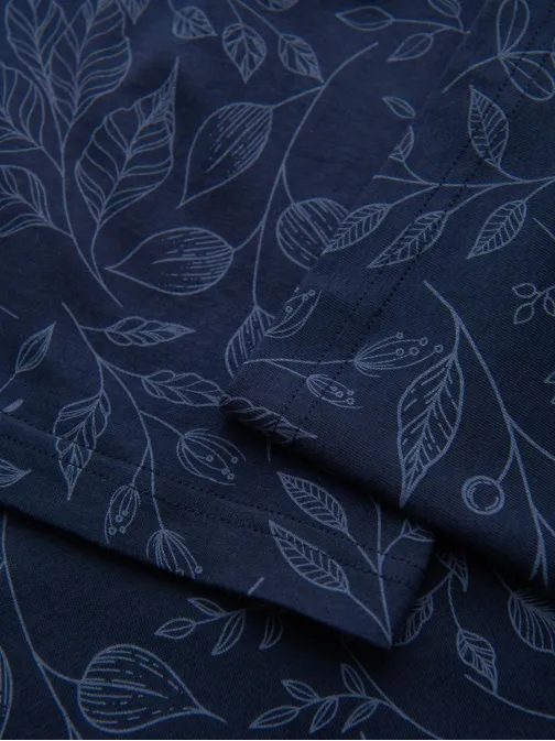 Temno modra moška majica s cvetličnim potiskom V4 TSPT-0262