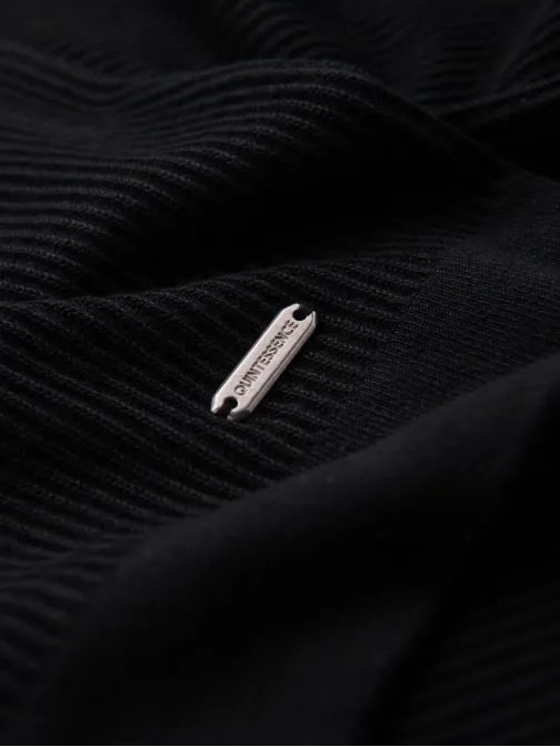 Moška črna pletena majica z gumbi V2 TSCT-0254
