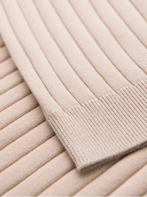 Moška bež črtasta polo majica SLIM FIT V2 POSS-0143