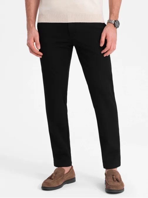 Elegantne črne chinos hlače klasičnega kroja V4 PACP-0191