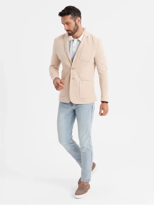 Športna bež jakna slim fit V5 BLZB-0101