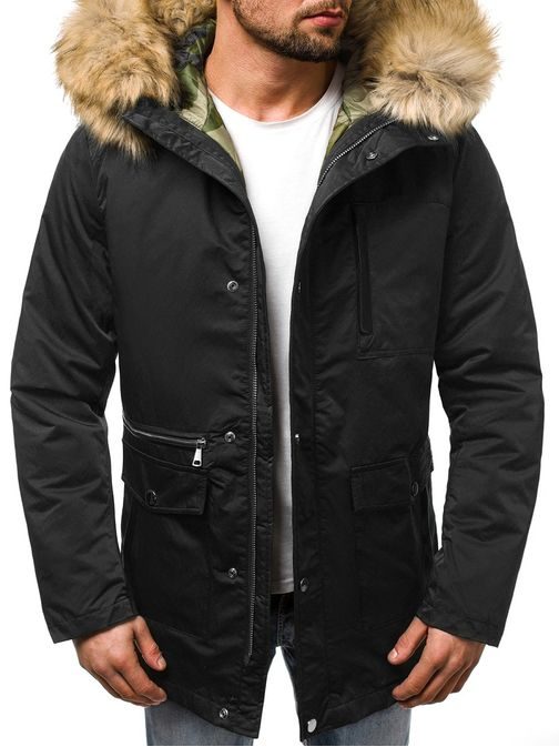 Moška črna dvostranska zimska jakna OZONEE O/88653