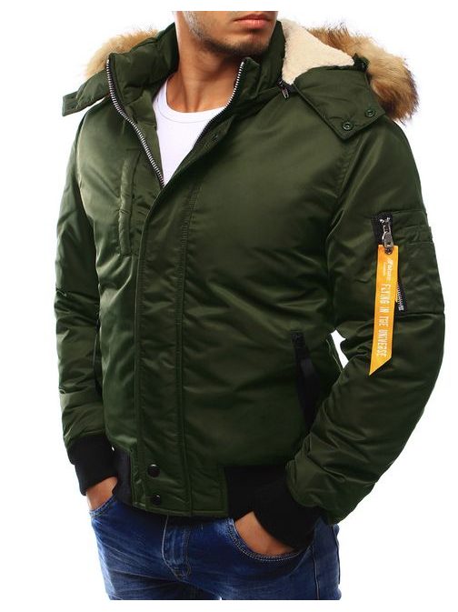 Zelena moška jakna s kapuco za zimo - Pravimoski.si