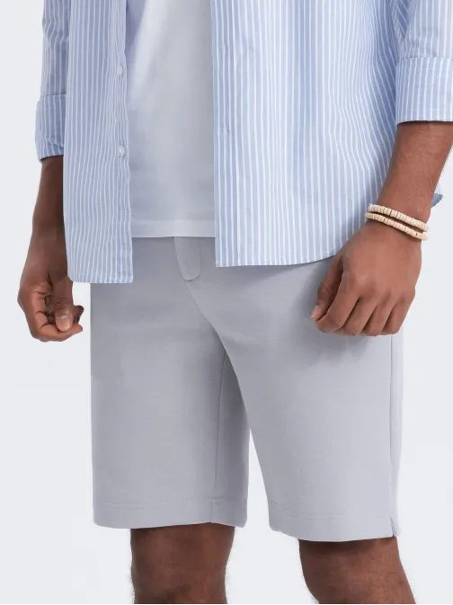 Sive kratke hlače iz strukturiranega blaga V4 SRCS-0126