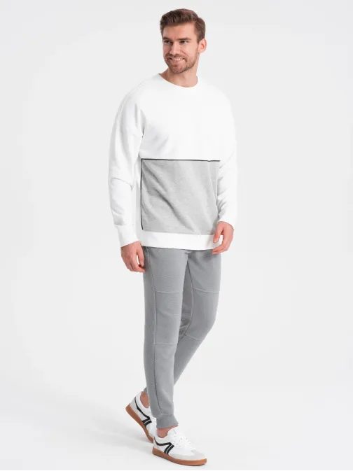 Rebraste moške športne hlače sive v5 om-pask-0129