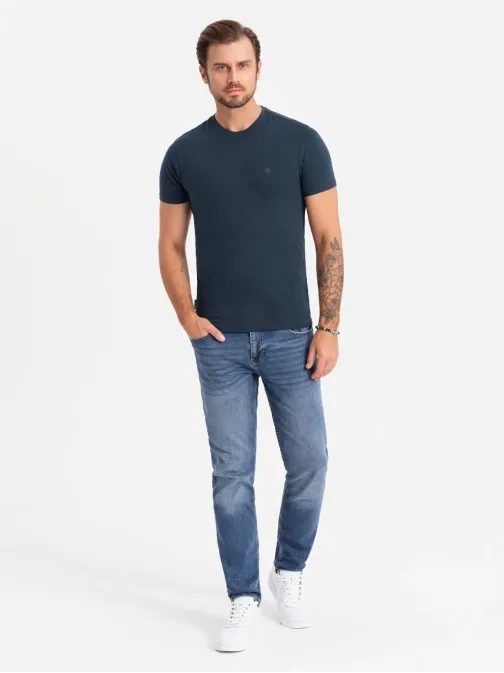 Moderna temno modra moška majica s kratkimi rokavi V2 OM-TSCT-0220