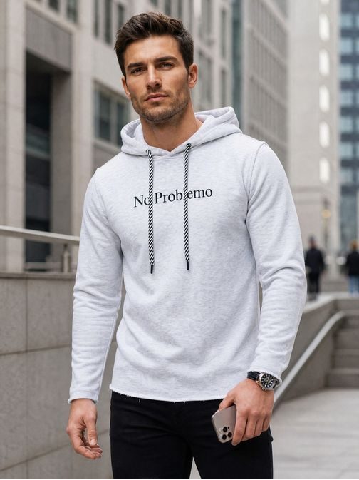 Siv pulover z napisom No Problemo