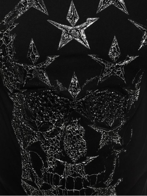 Črna SLIM FIT majica z lobanjo BREEZY 171332