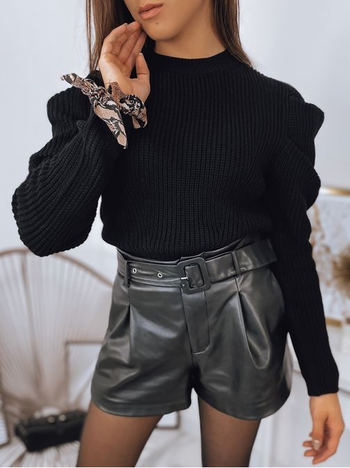 Neobičajen črn ženski pulover Forena