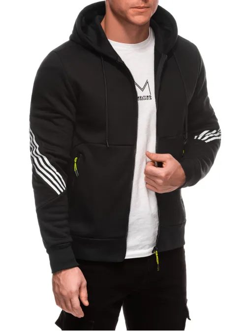 Modni športni črn pulover B1697