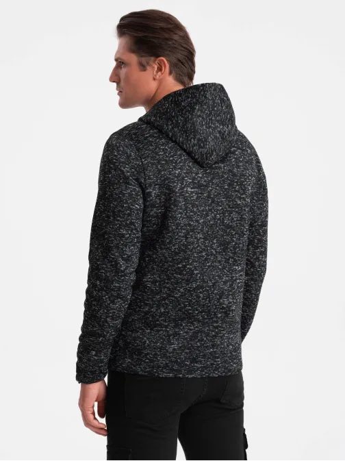 Nevsakdanji meliran grafit pulover s kapuco V2 SSNZ-0147