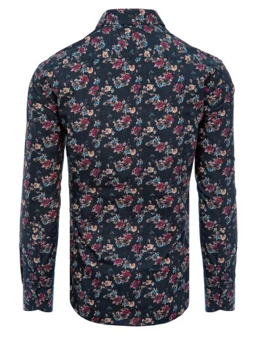 Črna bombažna srajca s cvetličnim vzorcem