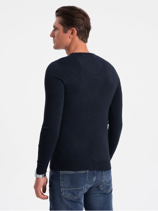 Klasičen temno moder pulover z okroglim izrezom V9 SWBS-0106