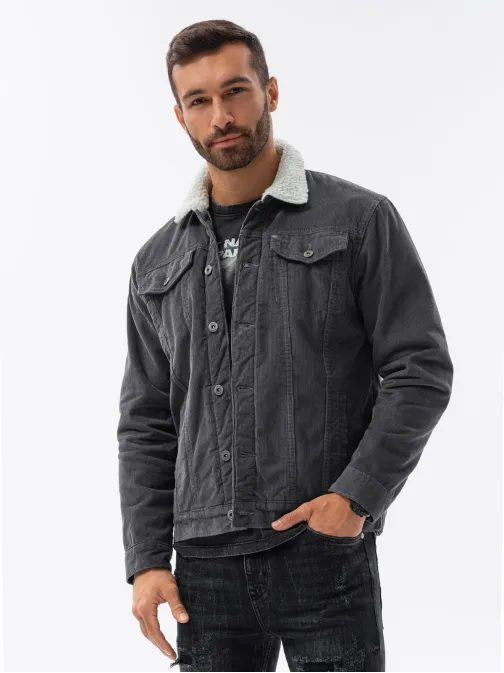 Temno siva prehodna jeans jakna C524