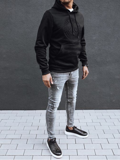 Črn moderni pulover s kapuco