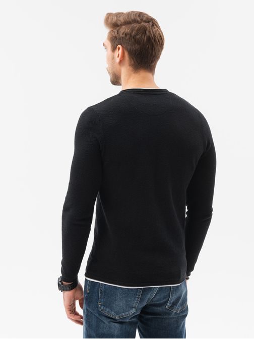 Črn bombažni moški pulover E121