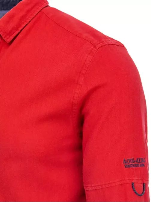 Rdeča bombažna srajca v ležernem stilu