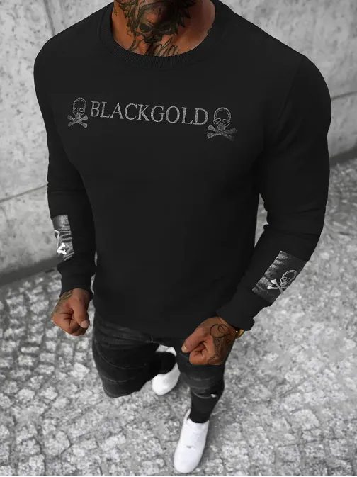 Črn pulover s potiskom BlackGold NB/MF2001
