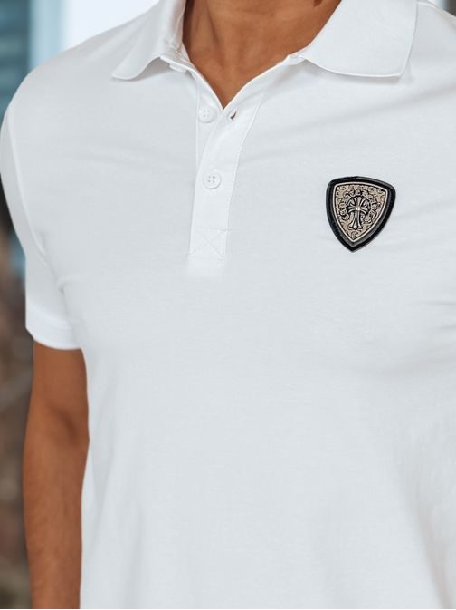 Moška bela polo majica z izrazitim logotipom