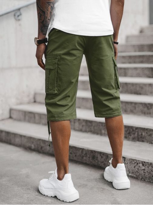 Tričetrt zelene kratke hlače z žepi T/XX160082/3