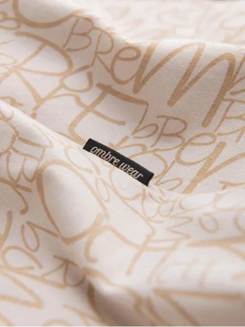 Rjava majica s trendovskim potiskom in žepkom V1 TSFP-0188