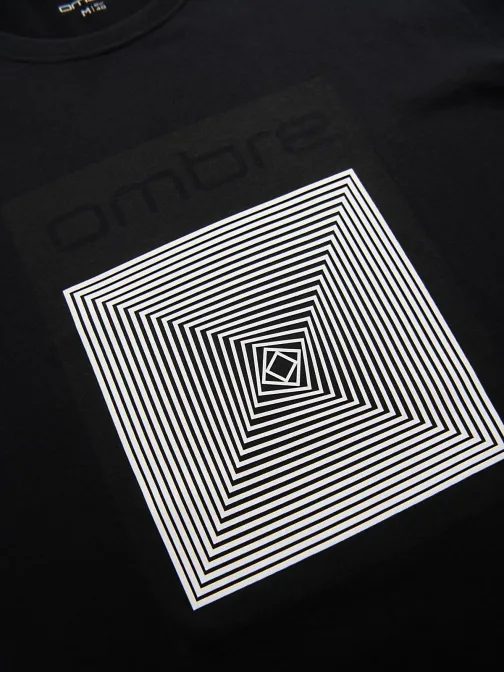 Moška črna majica z geometrijskim potiskom V1 TSPT-0260