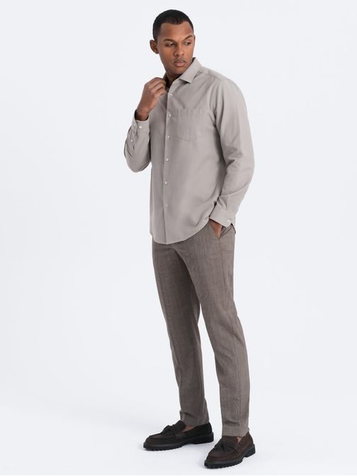 Ležerna siva srajca z žepom V1 SHCS-0148