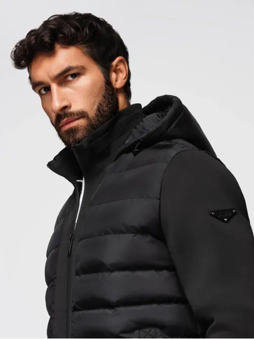 Prešita črna jakna bomber V1 JALP-0298