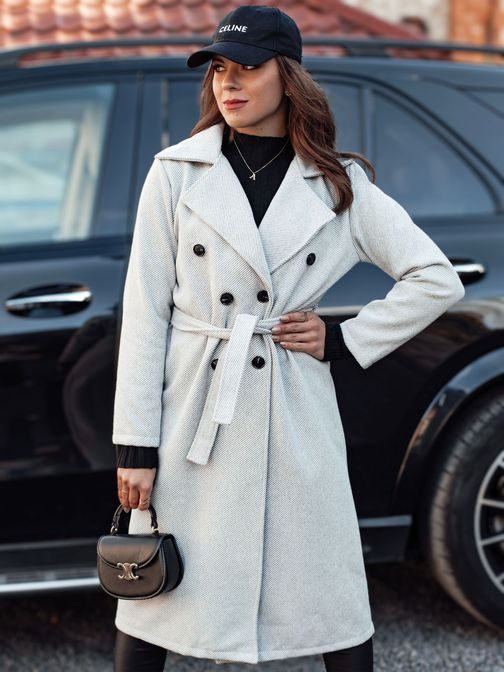 Čudovit ženski siv dolg plašč Cashmely