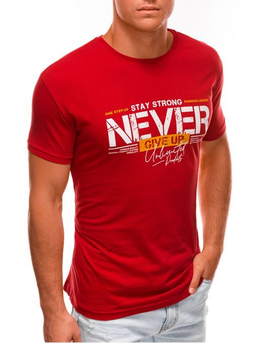 Rdeča majica s potiskom Never Give Up S1488