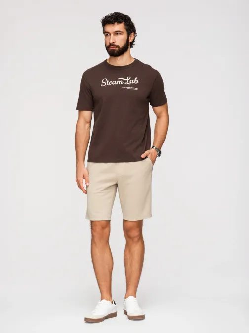 Pletene bež moške kratke hlače V1 SRSK-0124