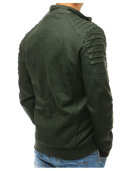Moška jakna iz umetnega usnja v zeleni barvi