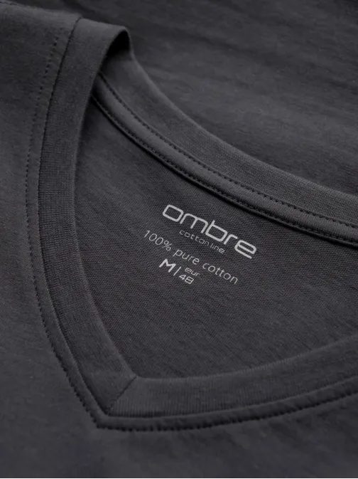 Grafit majica z dolgimi rokavi in V-izrezom V4 LSBL-0108