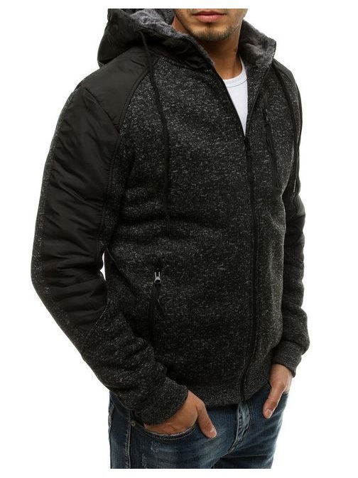 Trendovski črn pulover s kapuco