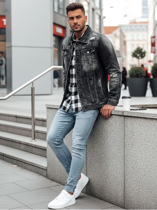 Moderna črna denim jakna