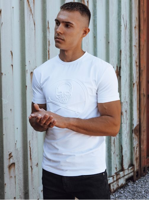 Bela majica s kratkimi rokavi z vzorcem