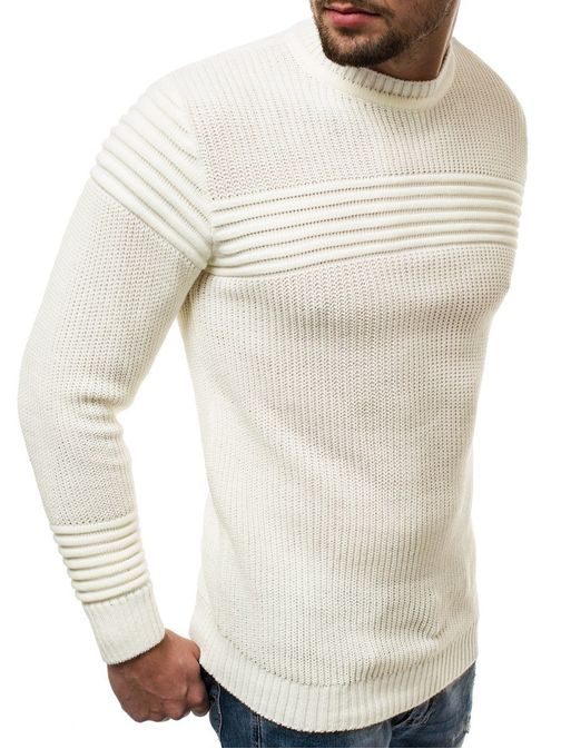 Ecru zanimiv pulover OZONEE O/6011