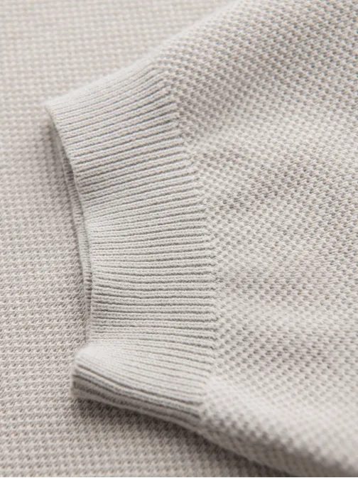 Moška pletena polo majica v bež barvi V6 POSS-0117