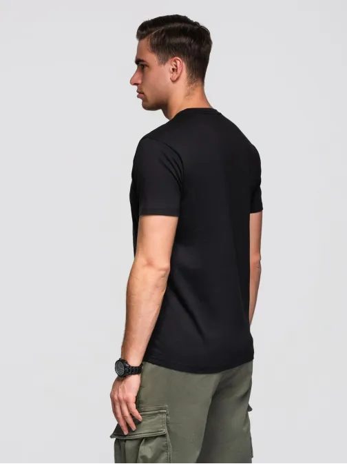 Moška črna majica z geometrijskim potiskom V1 TSPT-0260