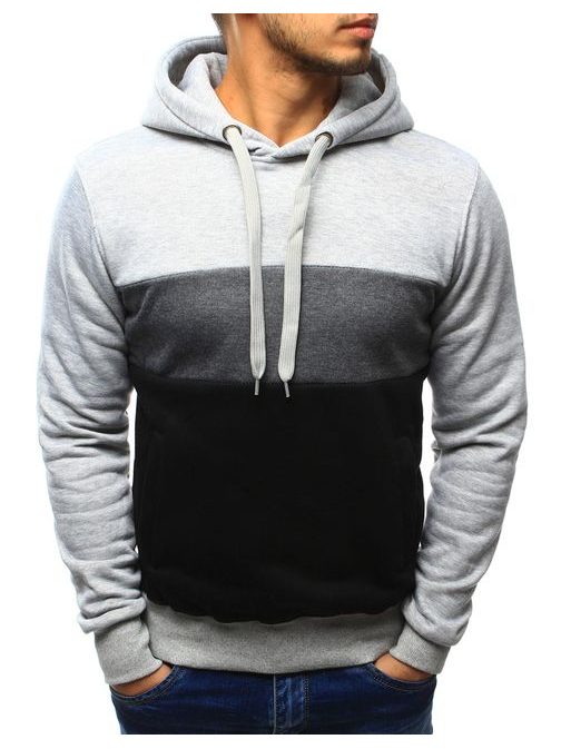 Kombinirani siv pulover s kapuco