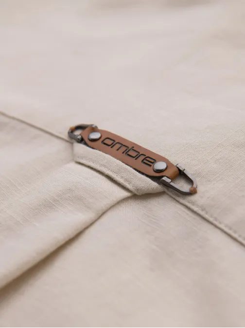 Krem platnena srajca z žepom na prsih V7 SHCS-0134