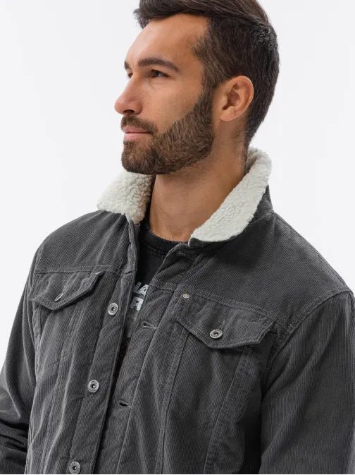 Temno siva prehodna jeans jakna C524
