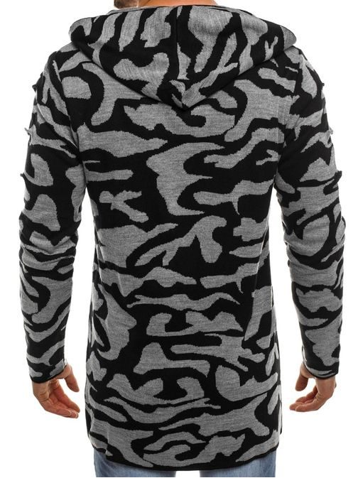 Siv podaljšan pulover z vzorcem MADMEXT 2117S