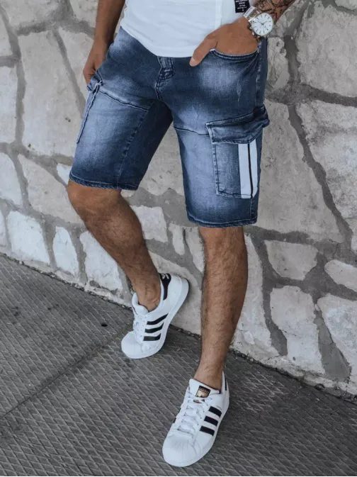 Nebeško modre jeans kratke hlače z žepi