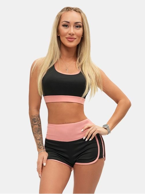 Moderen ženski športni komplet v črno-rožnati barvi O/XL011/54Z