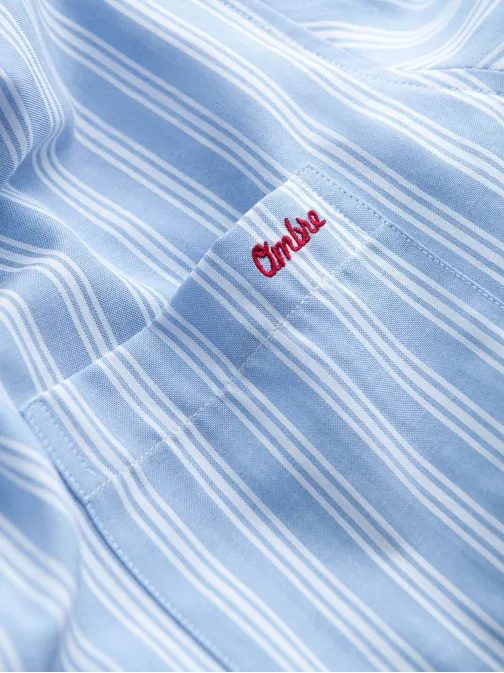 Modra srajca z majhnimi črtami V2 SHOS-0171