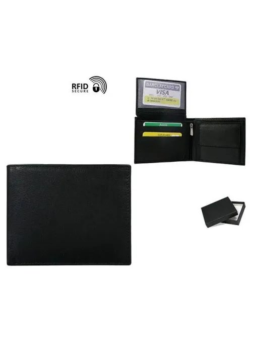 Klasična črna usnjena moška denarnica