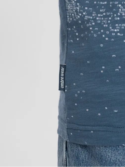 Modra majica z raztresenimi črkami V3 TSFP-0179