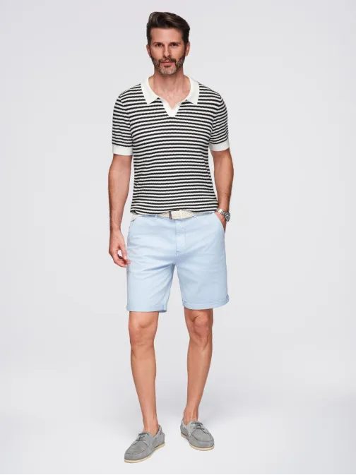 Črno-bela pletena polo majica V1 POSS-0161