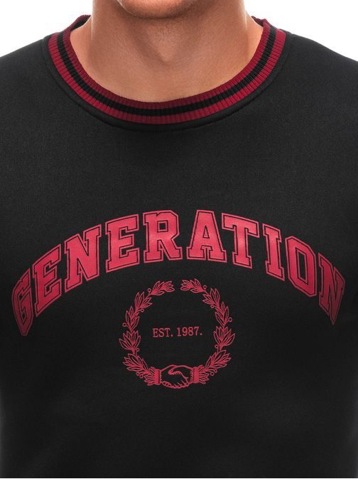 Trendovski črn pulover z rdečim napisom generation B1622